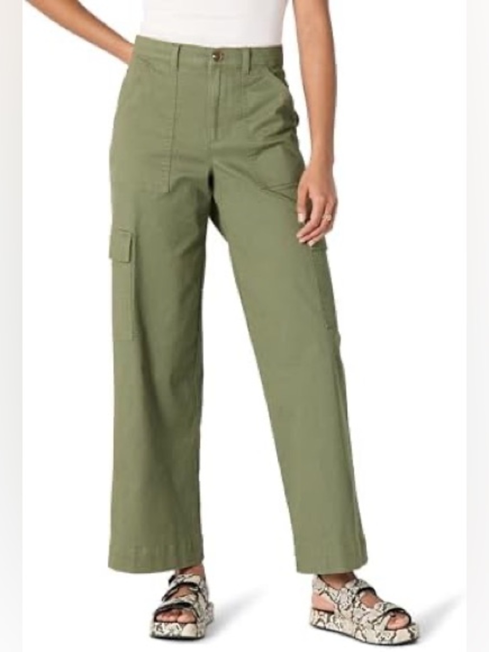 BCBGMaxazria 100% Cotton Mid Rise Cargo-Like Pants With Back Snap Flap  Pockets